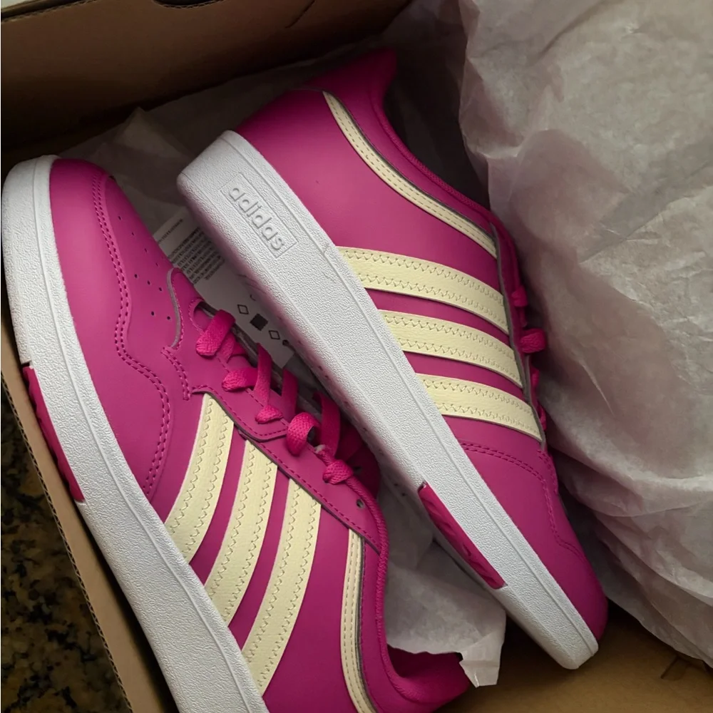 Adidas Women's Fuchsia and Cream Sneakers - Picture 1 of 2